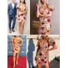Women’s Floral Embroidery Mini Dress Wedding Guest Dress Puff Sleeve V-Neck Lace Bodycon Evening Party Cocktail Dress(A-muti-beige)