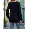 Women’s Knit Long-Sleeve Fashion Crew Neck Button-Up Waist-Defining Casual Top for Fall/Winter(Black)