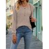 Women’s Knit Long-Sleeve Fashion Crew Neck Button-Up Waist-Defining Casual Top for Fall/Winter(Coffee)