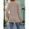 Women’s Knit Long-Sleeve Fashion Crew Neck Button-Up Waist-Defining Casual Top for Fall/Winter(Coffee)