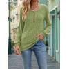 Women’s Knit Long-Sleeve Fashion Crew Neck Button-Up Waist-Defining Casual Top for Fall/Winter(Green)