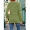 Women’s Knit Long-Sleeve Fashion Crew Neck Button-Up Waist-Defining Casual Top for Fall/Winter(Green)