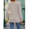 Women’s Knit Long-Sleeve Fashion Crew Neck Button-Up Waist-Defining Casual Top for Fall/Winter(Grey)