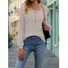 Women’s Knit Long-Sleeve Fashion Crew Neck Button-Up Waist-Defining Casual Top for Fall/Winter(Grey)