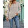 Women’s Knit Long-Sleeve Fashion Crew Neck Button-Up Waist-Defining Casual Top for Fall/Winter(Grey)