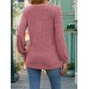 Women’s Knit Long-Sleeve Fashion Crew Neck Button-Up Waist-Defining Casual Top for Fall/Winter(Red)