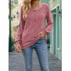 Women’s Knit Long-Sleeve Fashion Crew Neck Button-Up Waist-Defining Casual Top for Fall/Winter(Red)