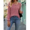 Women’s Knit Long-Sleeve Fashion Crew Neck Button-Up Waist-Defining Casual Top for Fall/Winter(Red)