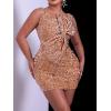 Women’s Velvet Glitter Cocktail Party Dresses Dress 1920s Flapper Bow-Knot Sequins Gatsby Mini Evening Gown(Gold,L)