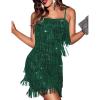 Cocktail Dresses Flapper Dresses 1920s Gatsby with All-Over Sequin Fringe Mini Dresses Prom Party Dress(F-green)