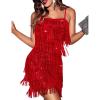 Cocktail Dresses Flapper Dresses 1920s Gatsby with All-Over Sequin Fringe Mini Dresses Prom Party Dress(F-red)