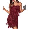 Cocktail Dresses Flapper Dresses 1920s Gatsby with All-Over Sequin Fringe Mini Dresses Prom Party Dress(F-wine)