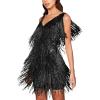 Cocktail Dresses Flapper Dresses 1920s Gatsby with All-Over Sequin Fringe Mini Dresses Prom Party Dress(J-black)