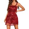 Cocktail Dresses Flapper Dresses 1920s Gatsby with All-Over Sequin Fringe Mini Dresses Prom Party Dress(L-red)