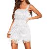 Cocktail Dresses Flapper Dresses 1920s Gatsby with All-Over Sequin Fringe Mini Dresses Prom Party Dress(L-white)