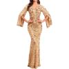 Long Sleeve V-Neck Wedding Guest Dress Formal Dress Mermaid Evening Gowns Prom Evening Dress(A-champagne)