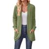 Long-Sleeved Cardigan Sweater Casual Solid-Color Fashionable Long-Length Slim-Fit Cardigan(Green)