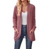 Long-Sleeved Cardigan Sweater Casual Solid-Color Fashionable Long-Length Slim-Fit Cardigan(Red)