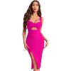 Midi Bodycon Bandage Dresses Semi-Formal Cut Out Split Wedding Guest Dress(A-rose)