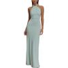 Neck Sleeveless Midi Dress Big Backless Twist French Party Wedding Seaside Home Coming(Green)
