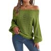 Openwork Off-The-Shoulder Sweater with Bell Sleeves Instagram-Worthy Casual Fall/Winter Style(Green)