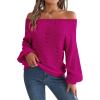 Openwork Off-The-Shoulder Sweater with Bell Sleeves Instagram-Worthy Casual Fall/Winter Style(Rose)