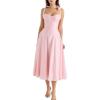 Pink Chiffon Tie Strap Midi Dress Wedding Graduation Home Coming Dresses(Pink)