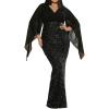 Plus Size Shiny Chiffon Dress Plus Size Elegant Sequins Banquet Midi V Neck Formal Evening Dress(A-black)