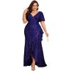 Sequin Mermaid V-Neck Plus Size Gown Seductive Long Prom Party Dress(Navy)