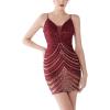 Sexy Sequin Cocktail Dresses Flapper Dresses 1920s Gatsby Mini Prom Party Dress(Z-wine)