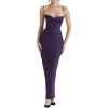 Sleeveless Crowl Neck Midi Corset Dress for Women Formal Evening Gowns Wedding Guest Dress(A-deeppurple)