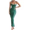 Sleeveless Crowl Neck Midi Corset Dress for Women Formal Evening Gowns Wedding Guest Dress(A-green)