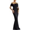 Sleeveless One Neck Dress Banquet Fishtail Evening Gown Black Brick Banquet Dresses(Black)