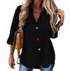 Solid-Color Cardigan Long-Sleeve Shirt with Colored Buttons for Women – Spring/Fall Casual Wear(Black)