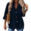 Solid-Color Cardigan Long-Sleeve Shirt with Colored Buttons for Women – Spring/Fall Casual Wear(Blue)