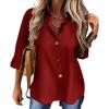 Solid-Color Cardigan Long-Sleeve Shirt with Colored Buttons for Women – Spring/Fall Casual Wear(Red)