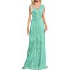Women Sleeveless 1920s Formal Dress Tassel Sleeve with Bead Sparkly Gatsby Sequin Dress V Neck Maxi Dress(C-lightgreen)
