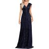 Women Sleeveless 1920s Formal Dress Tassel Sleeve with Bead Sparkly Gatsby Sequin Dress V Neck Maxi Dress(C-navy)