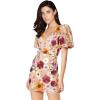 Women’s Floral Embroidery Mini Dress Wedding Guest Dress Puff Sleeve V-Neck Lace Bodycon Evening Party Cocktail Dress(A-muti-beige)
