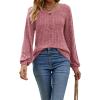 Women’s Knit Long-Sleeve Fashion Crew Neck Button-Up Waist-Defining Casual Top for Fall/Winter(Red)