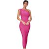 Womens One Shoulder Bodycon Bandage Dress Maxi Long Party Dresses Wedding Guest Dress(A-rose)