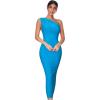 Womens One Shoulder Bodycon Bandage Dress Maxi Long Party Dresses Wedding Guest Dress(Sky Blue)