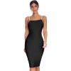 Women’s Sexy Bodycon Spaghetti Strap Midi Club Party Dresses(Black)