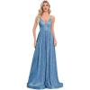 meilun Backless Sequinned Maxi Dress Fishtail Bridesmaid Evening Gown(Lake)