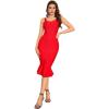 meilun Bandage Dress Women’s Sexy V Suspenders Slim Temperament Package Hip Evening Dresses(Red)