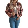 meilun Checkered Faux- Pocket Long-Sleeve Wool Blend Jacket Short Coat for Fall/Winter(Orange)