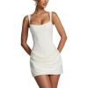 meilun Corset Mini Dress with Drawstring Homecoming Party Banquet Short Dresses(White)