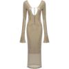 meilun Deep V Dress with Drawstring Long Sleeve Sequin Dress for Women Long Gown(As Shown)