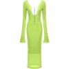 meilun Deep V Dress with Drawstring Long Sleeve Sequin Dress for Women Long Gown(Flugreen)