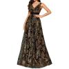 meilun Deep V Sequins Maxi Dress Sexy Long Backless Slim Fishtail Bridesmaid Banquet Evening Gowns(Black)